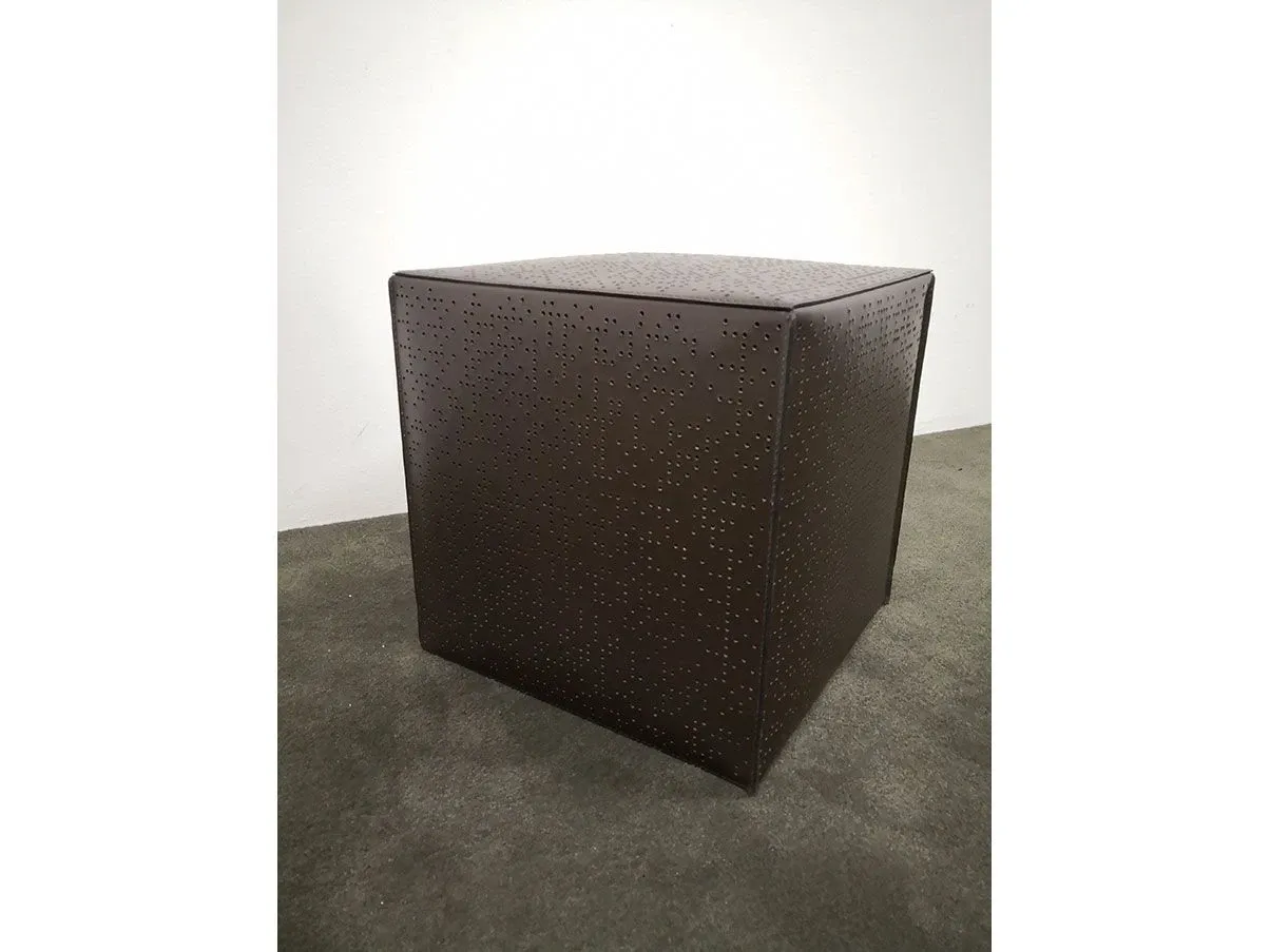 Cubic pouf XS Perforated in leather (brown), Ivano Redaelli 4