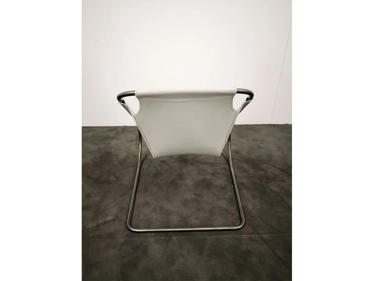 Foster armchair metal and leather (grey), Ivano Redaelli 