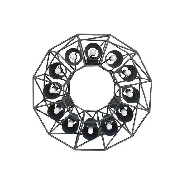 Multilamp Ring chandelier with 12 lampshades (black), Seletti image