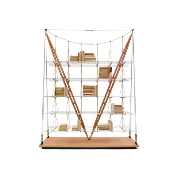 Veliero bookcase in natural ash wood and glass, Cassina image