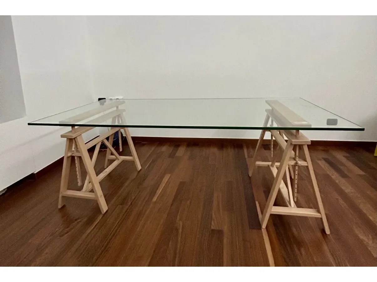 Theater table in glass and wood, Magis 