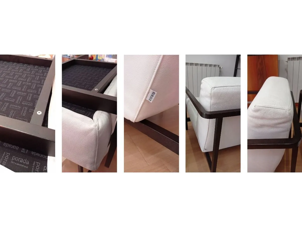 Set of 2 Gilda armchairs in white leather, Porada 8
