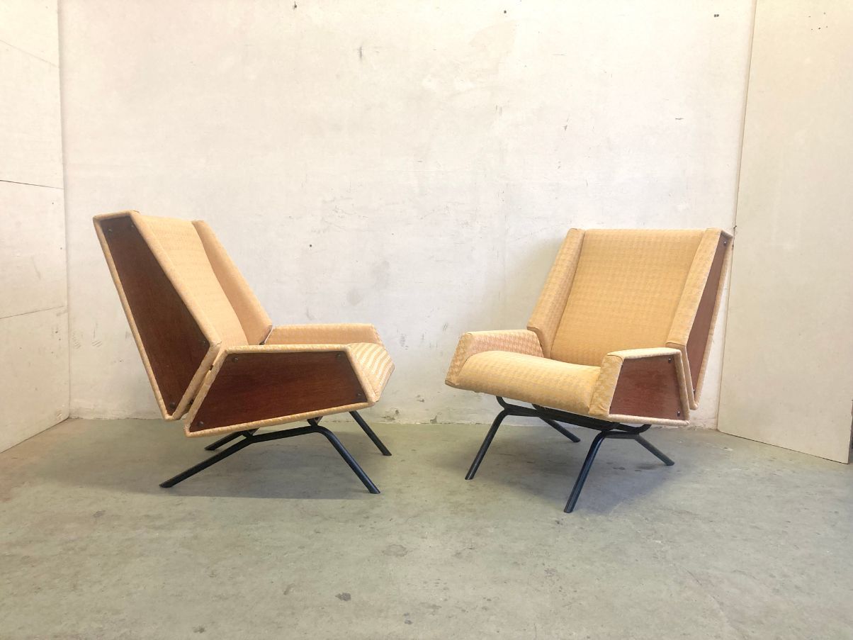 Coppia di poltrone in tessuto e teak (anni ‘60) Side