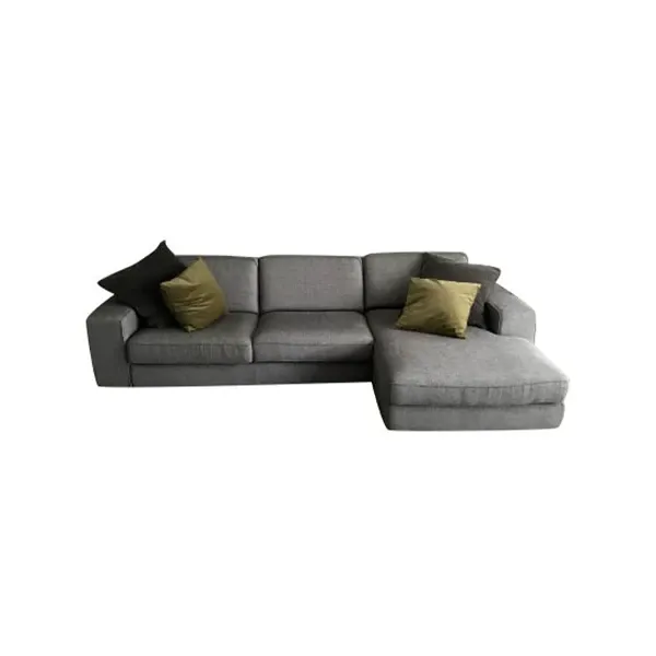 Modernes Ecksofa mit Ottomane aus Stoff (grau) 1