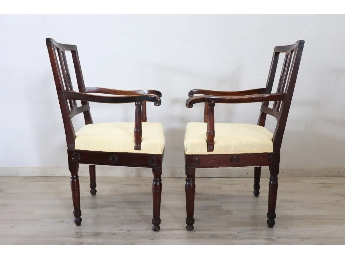 Set 2 poltrone in legno di noce vintage ('700), 4