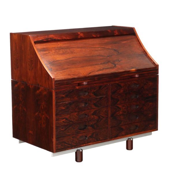 Jacaranda wooden writing desk cabinet by Gianfranco Frattini, Bernini image