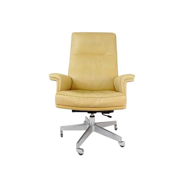 Swivel office armchair DS 35 in leather (yellow), De Sede image