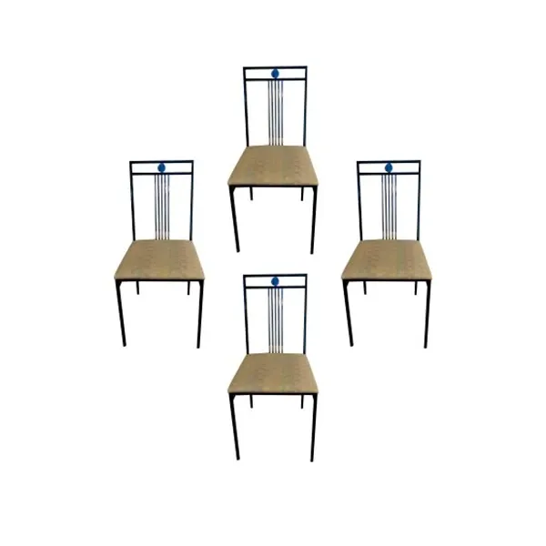 Set of 4 vintage chairs in steel and fabric (1980s), image