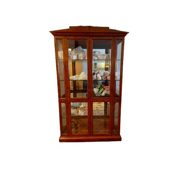 Vintage 2-door display cabinet in wood and crystal image