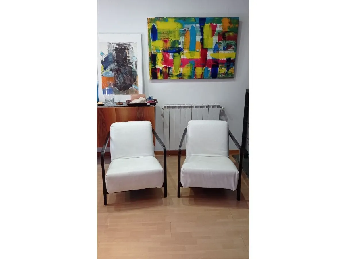 Set of 2 Gilda armchairs in white leather, Porada 3