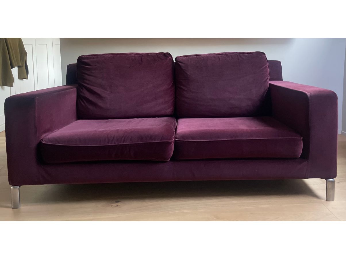 Divano 2 posti Lido in velluto bordeaux Main