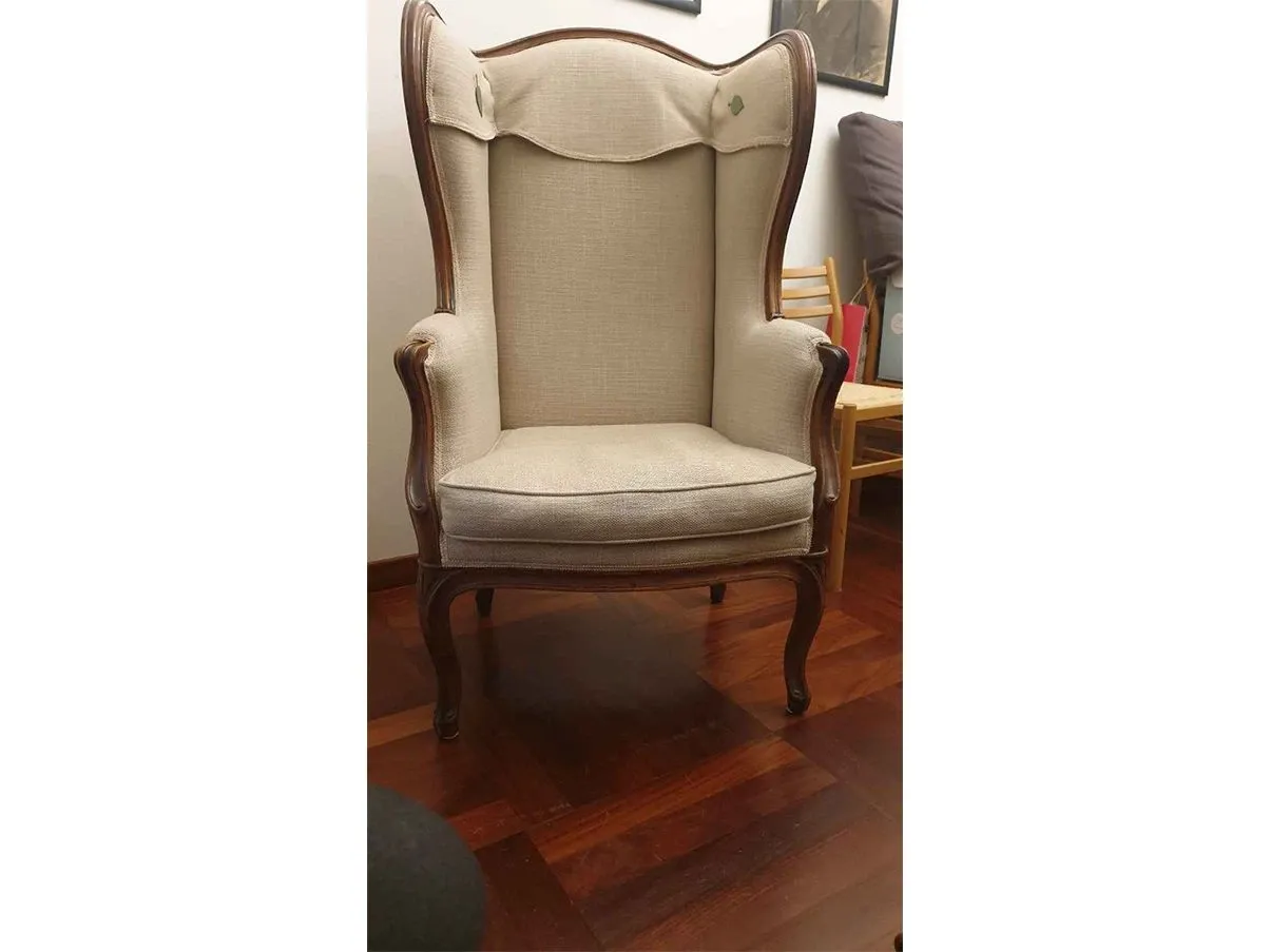 Set 2 poltrona  vintage Stile Impero in legno e cotone ('900) 
