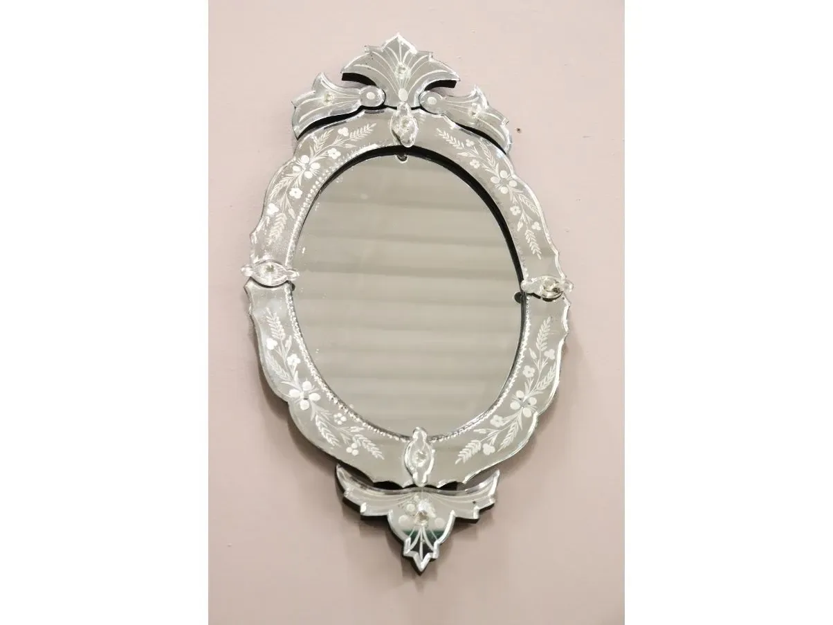 Vintage Murano glass oval wall mirror (1930s), 1