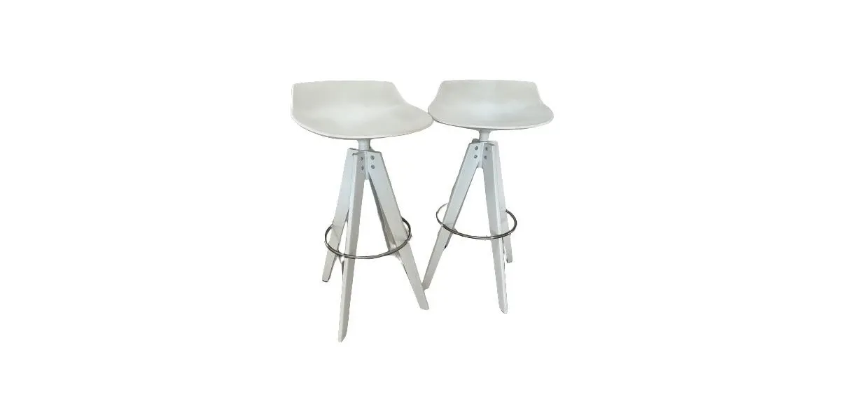 Set 2 sgabelli Flow bianco, MDF 