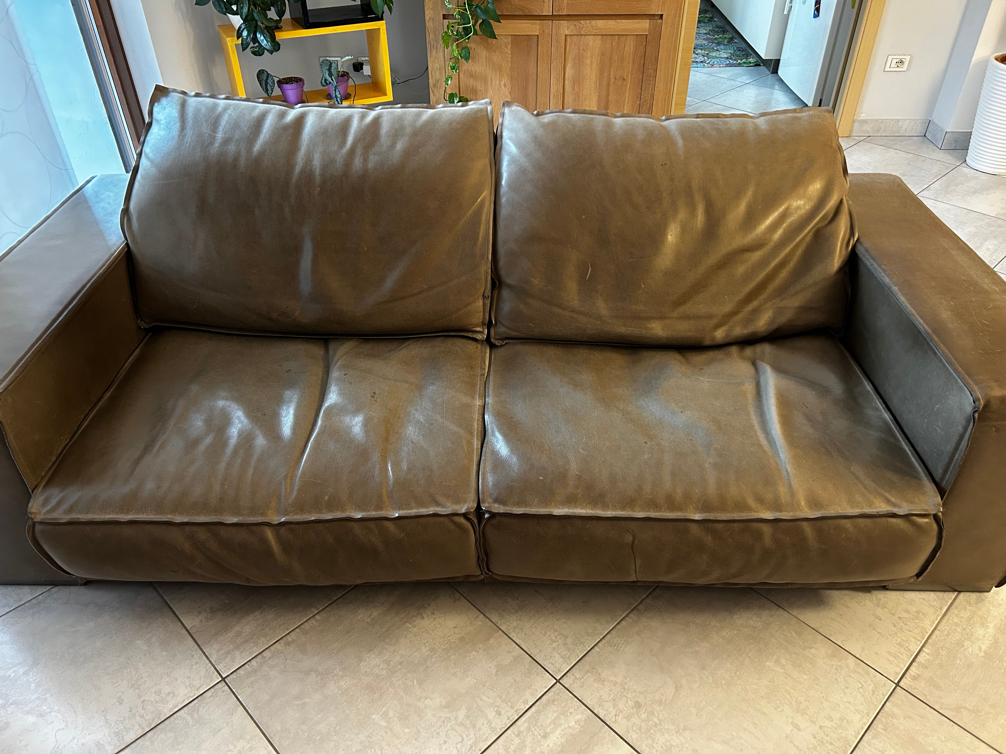 Budapest Soft 3 seater sofa covered in brown leather, Baxter  Main