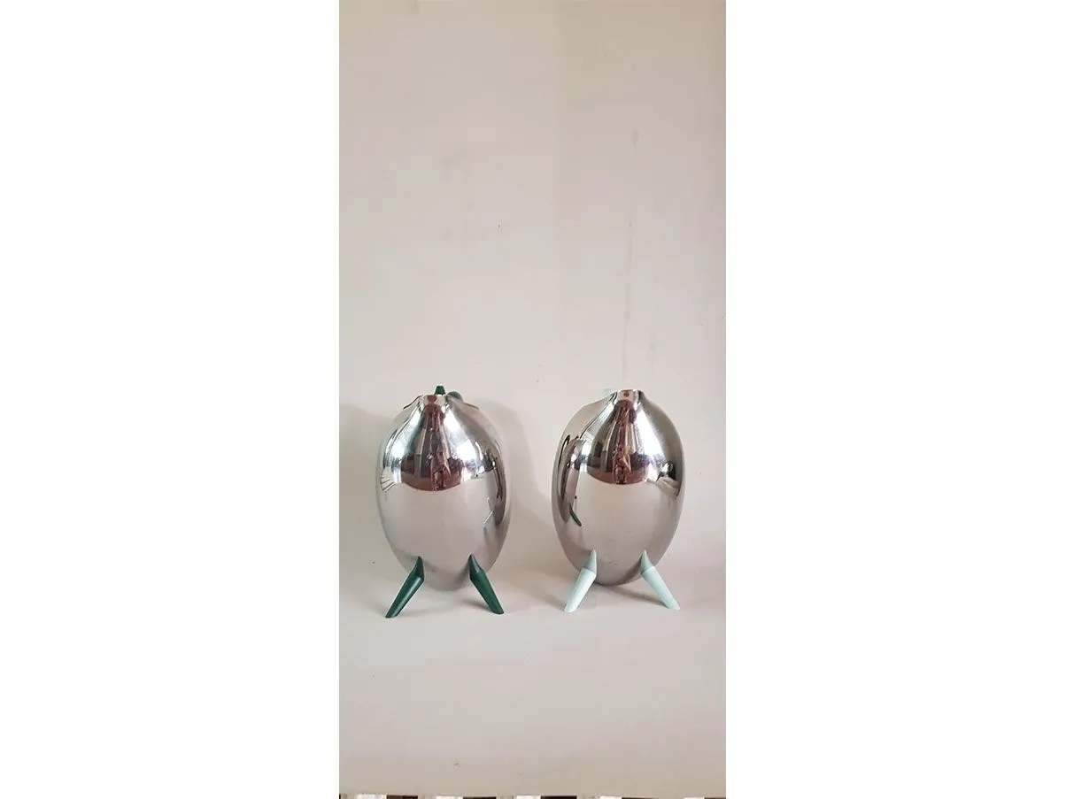 Penguin jug and teapot set in steel, Alessi 