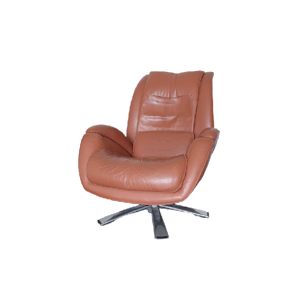 Jazz swivel armchair in brown leather, Saporiti image