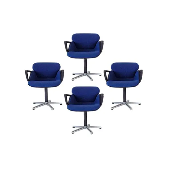 4er-Set Stühle Modell 190 von Hans Roericht (blau) 6