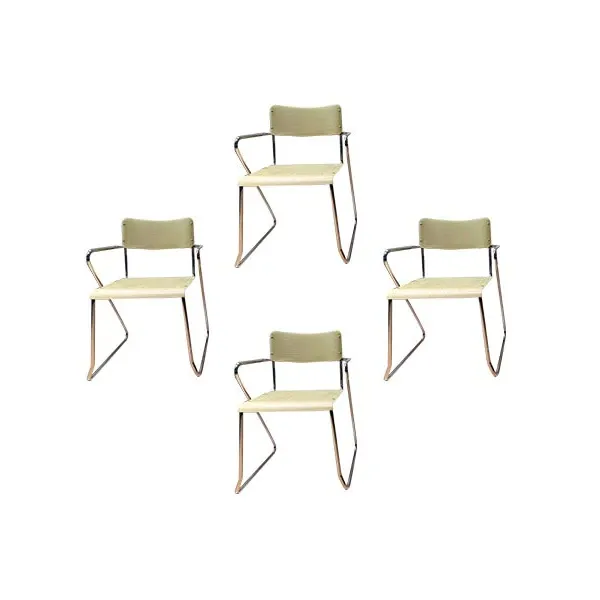 Set of 4 Sled chairs in chromed tubular and Abs, Sintesi image