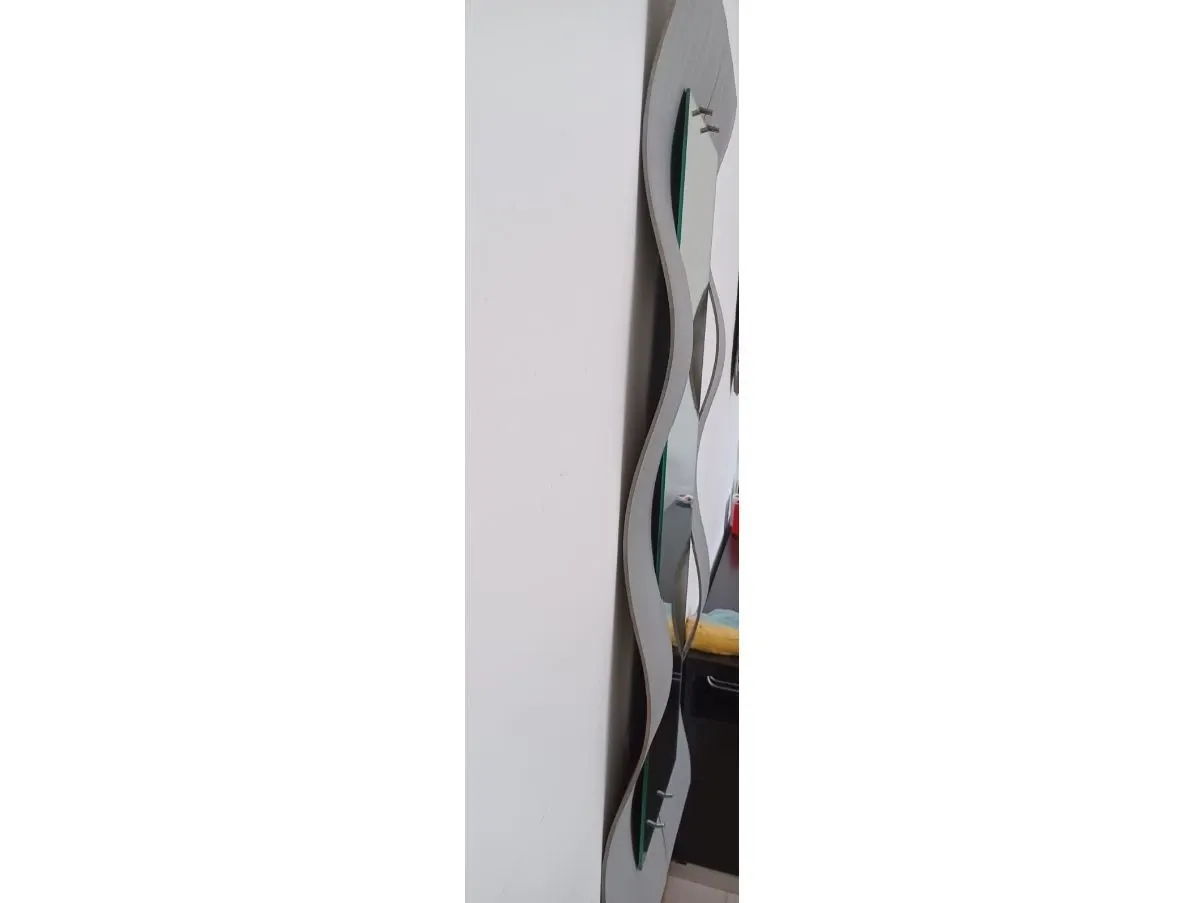 Vintage engraved aluminum full-length mirror (1970s) 3