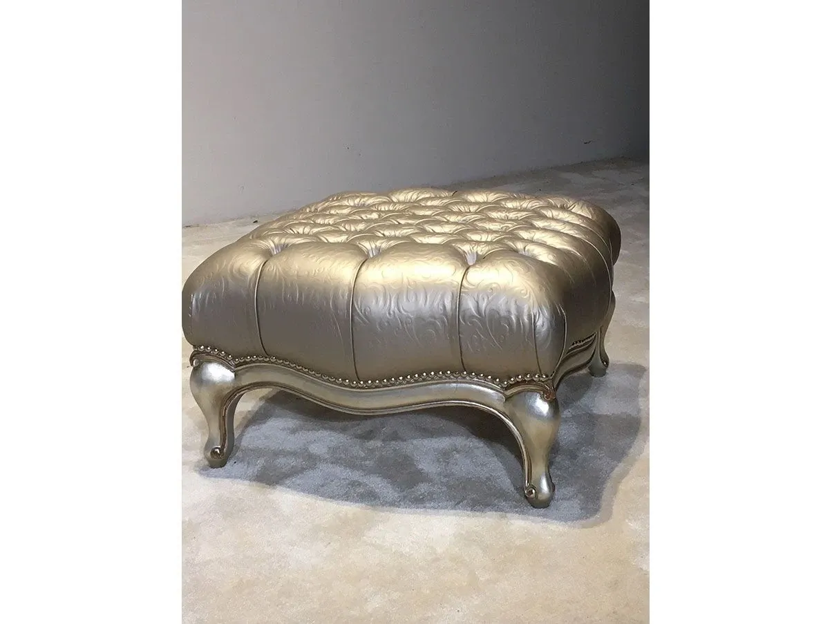 Modigliani pouf in capitonné leather (silver), Bruno Zampa 