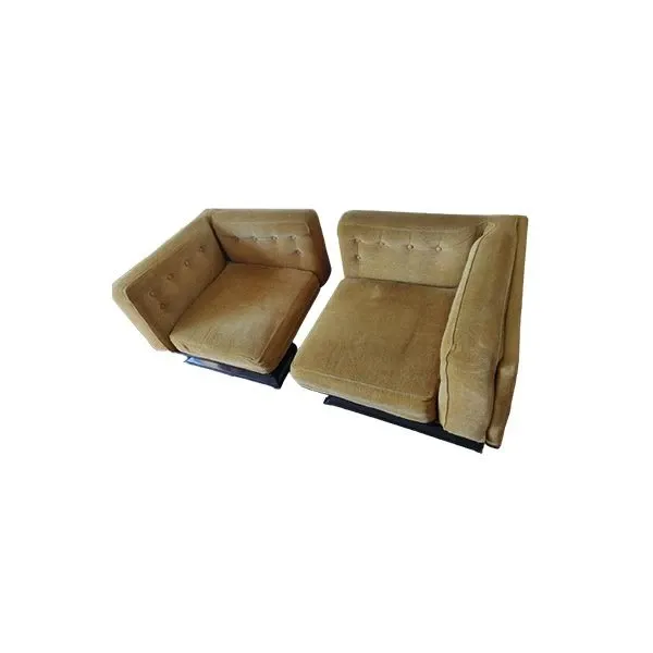 Set 2 poltrone vintage in velluto ocra (anni '70), MIM 