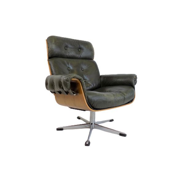 Vintage leather swivel armchair (1970s), image