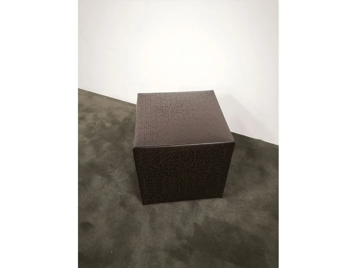 Cubic pouf XS Perforated in leather (brown), Ivano Redaelli 3