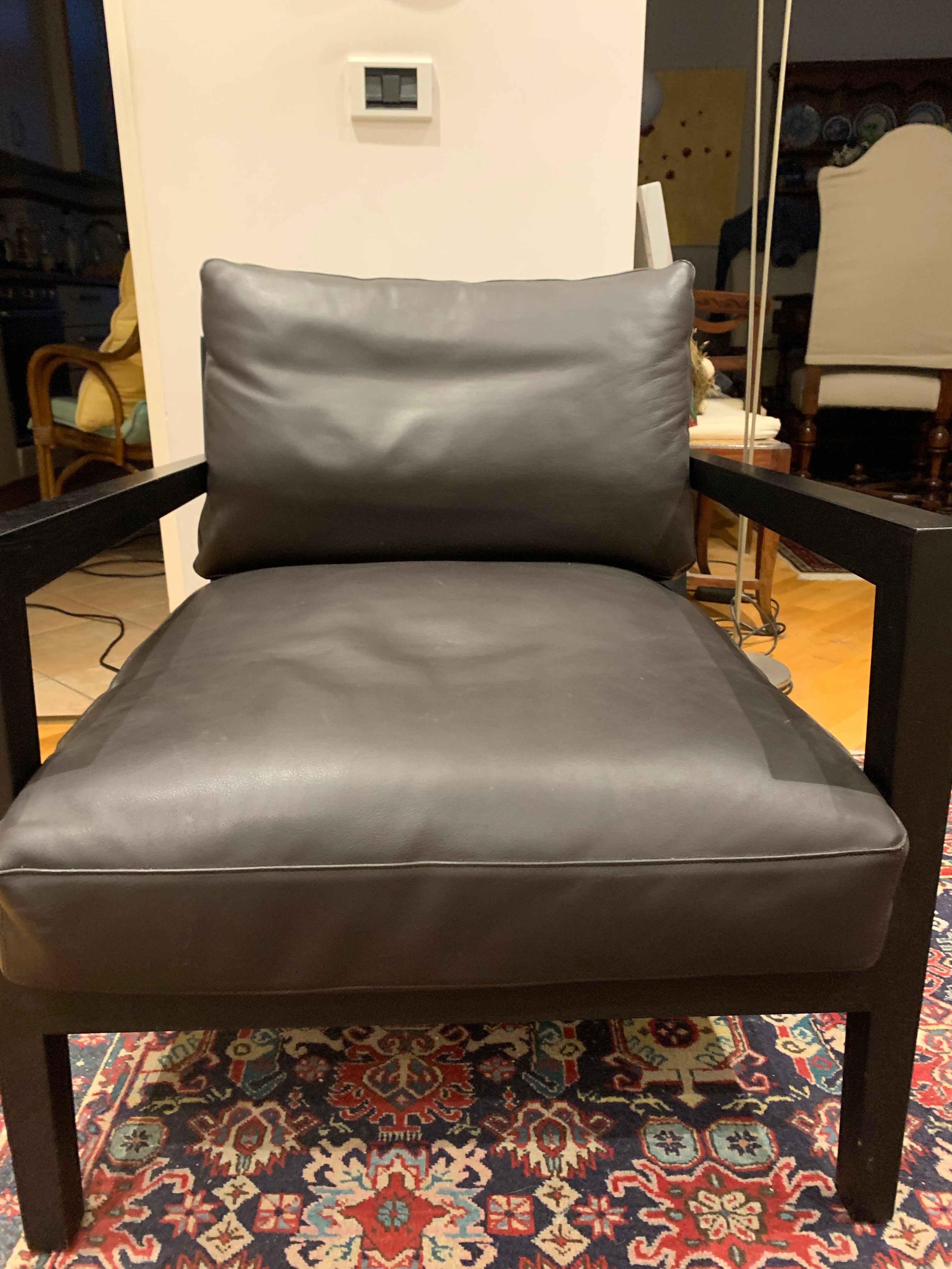 Coppia di poltrone in pelle (marrone) Main