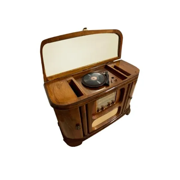 Image of Radio con giradischi vintage in legno,