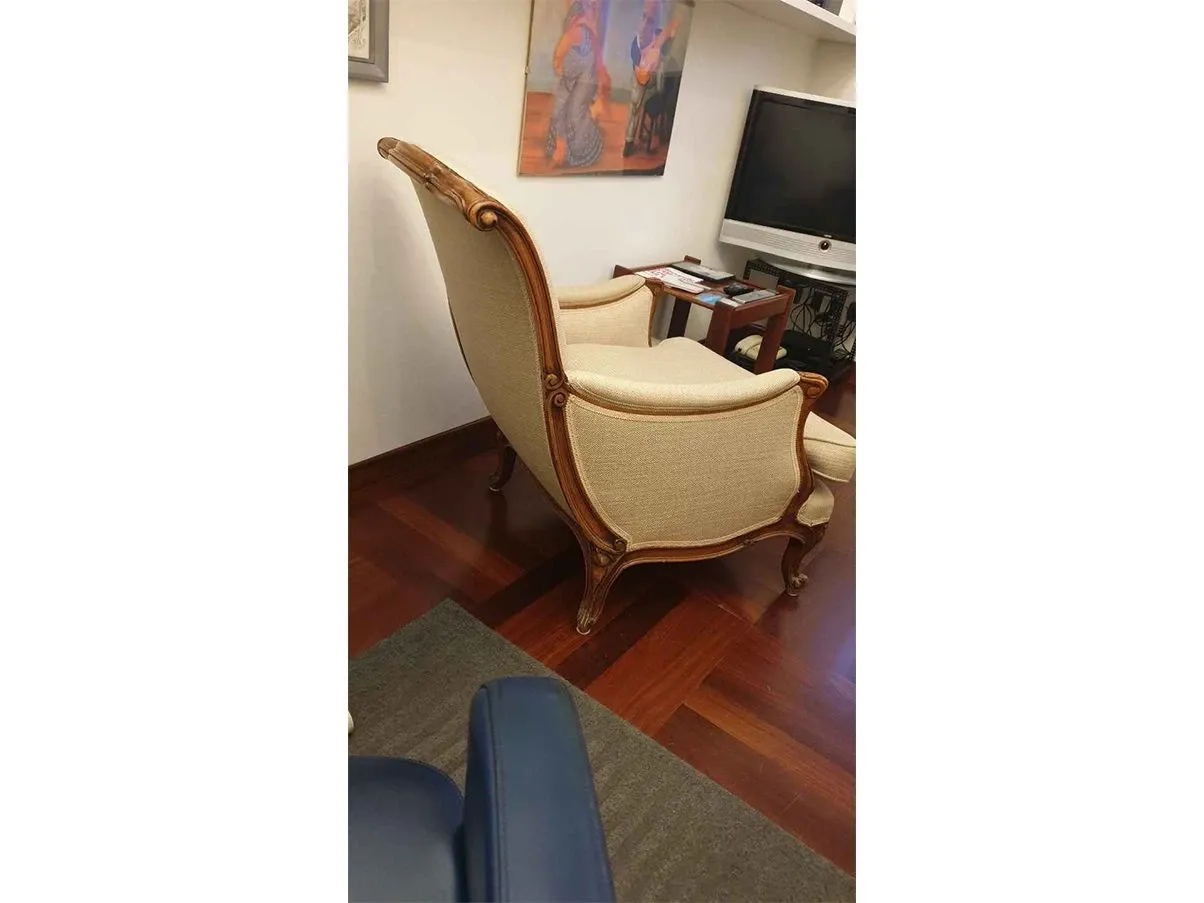 Set 2 poltrona  vintage Stile Impero in legno e cotone ('900) 2