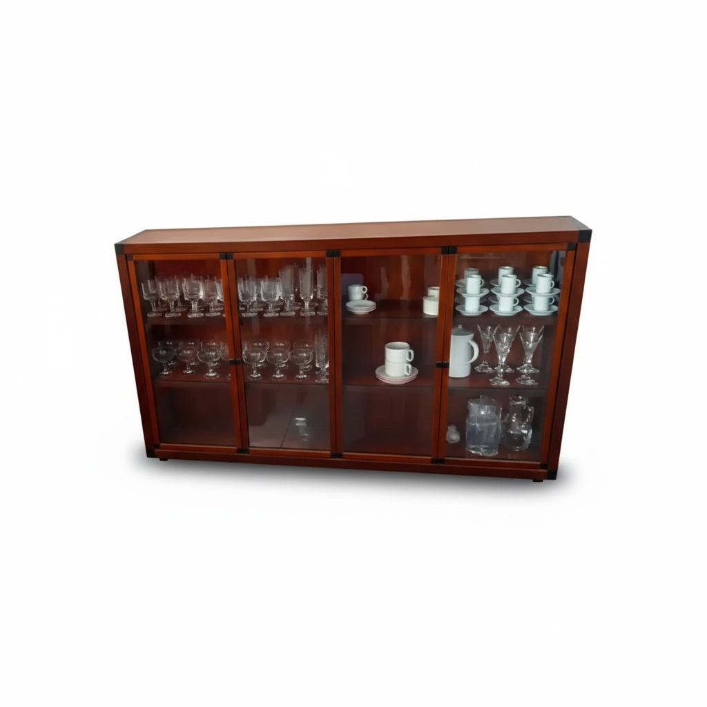 Vintage brown walnut display cabinet (60s) image