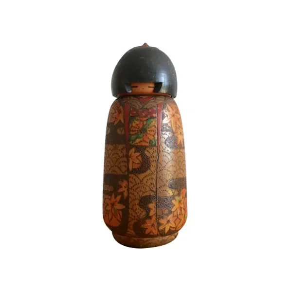 Statua giapponese vintage Kokeshi in legno, image