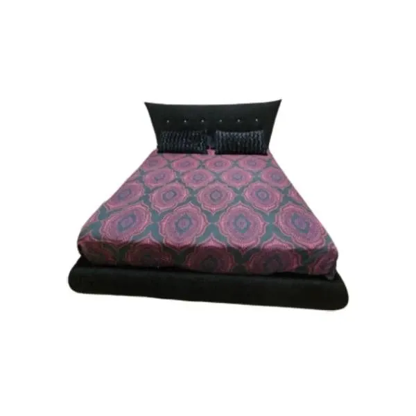 Letto matrimoniale contenitore in tessuto nero, Ninfea 