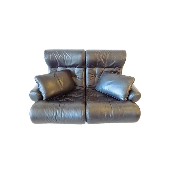 Set of 2 modular armchairs Sofalette leather (black), Otto Zapf 3