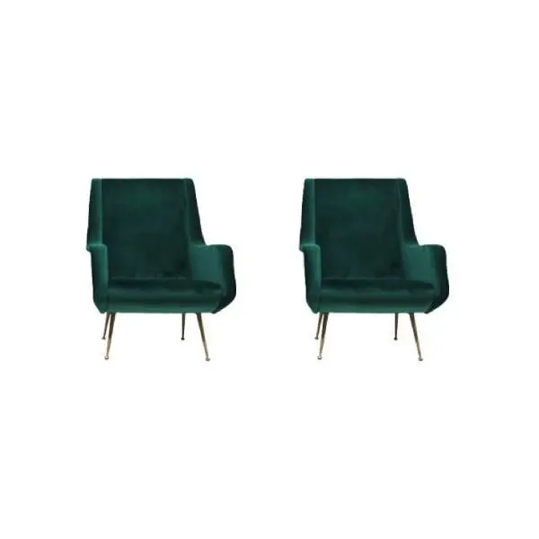 Set of 2 vintage green velvet armchairs (1970s), image