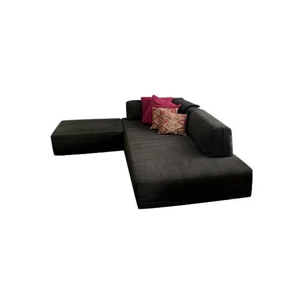 Set divano 4 posti panca e pouf in cotone (grigio), Ditre Italia 