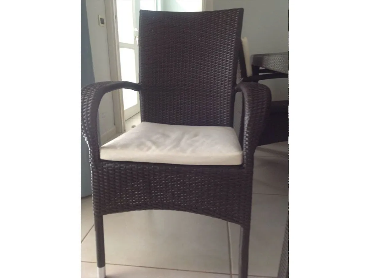 Set 4 poltrone con cuscino in rattan (grigio), Greenwood 4