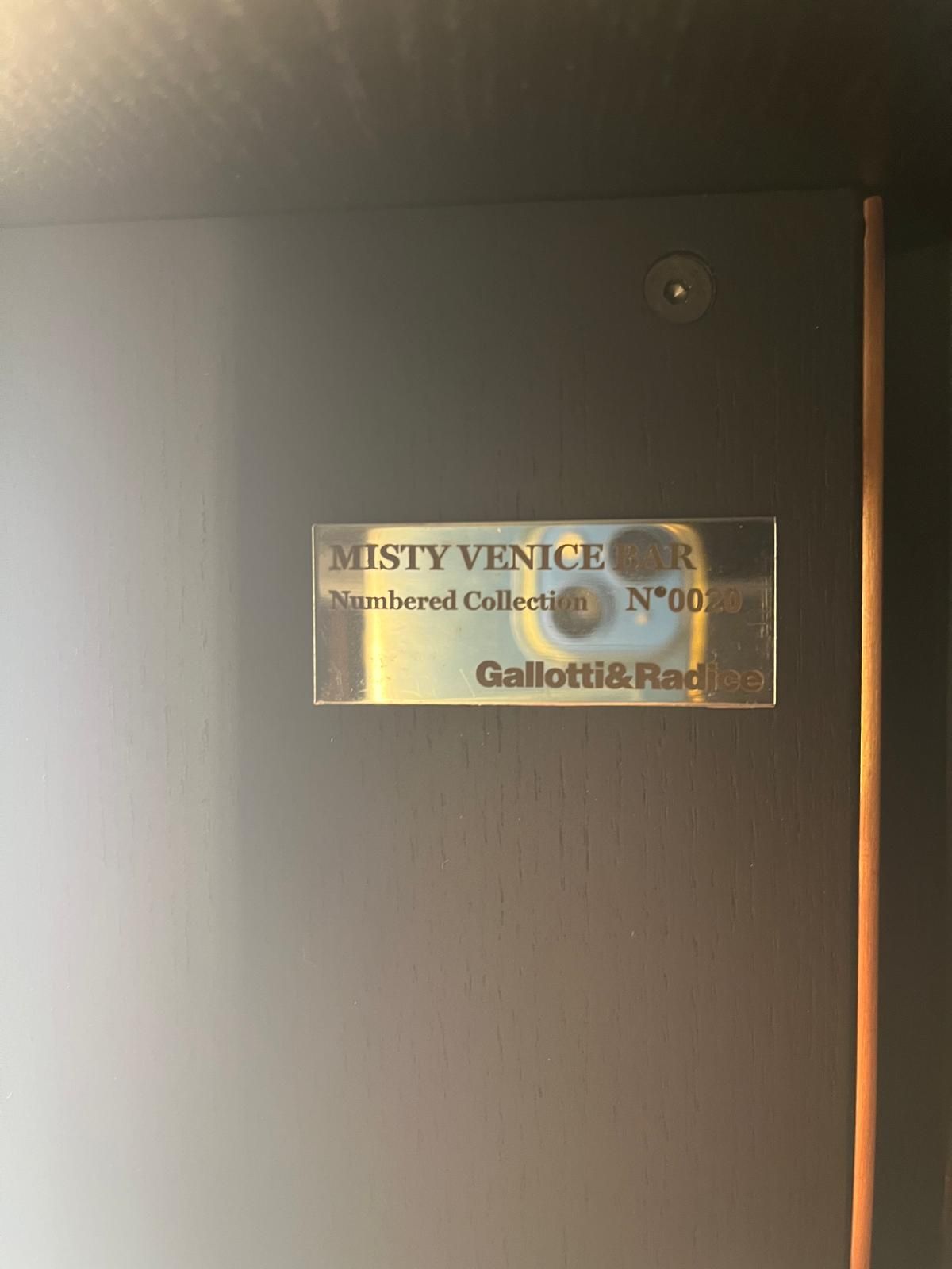 Misty Venice Black Ash Wood Lacquered Bar Cabinet Front