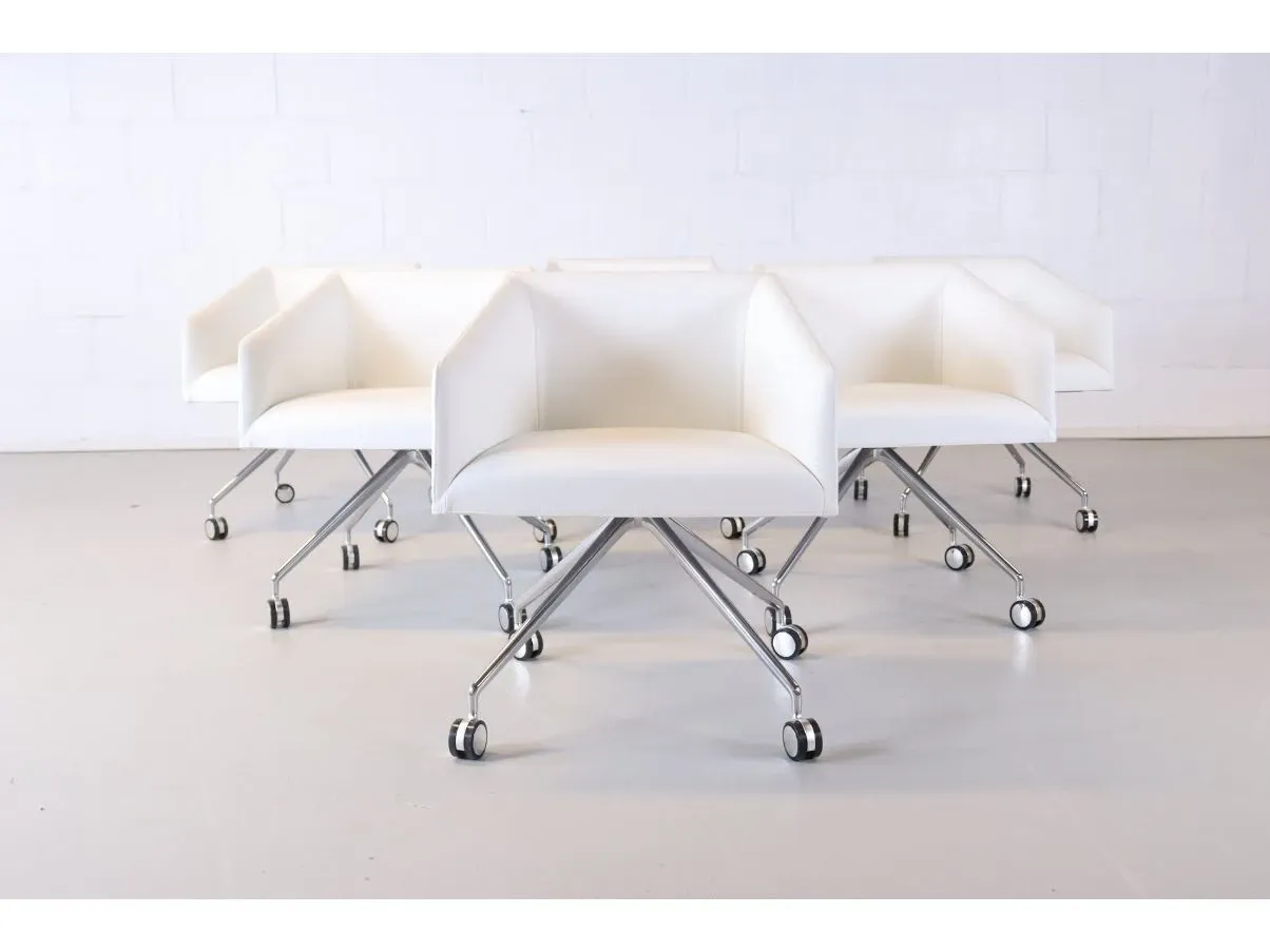 Set of 6 white Saari armchairs 1
