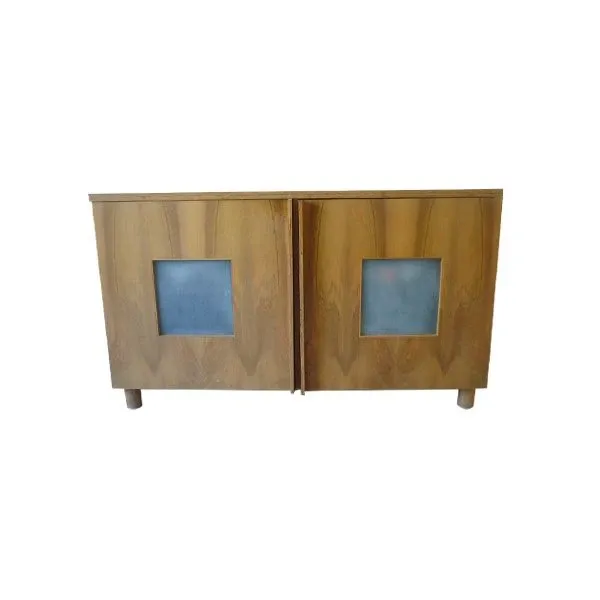 Credenza vintage in legno noce e vetri satinati, Bernini image