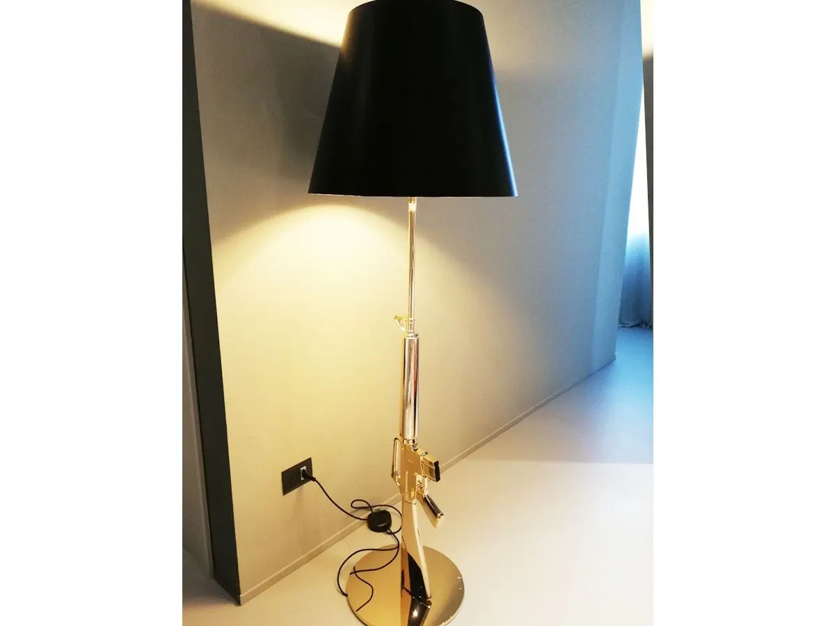 Lampada da terra Gun Lounge alluminio e carta (nero), Flos 5