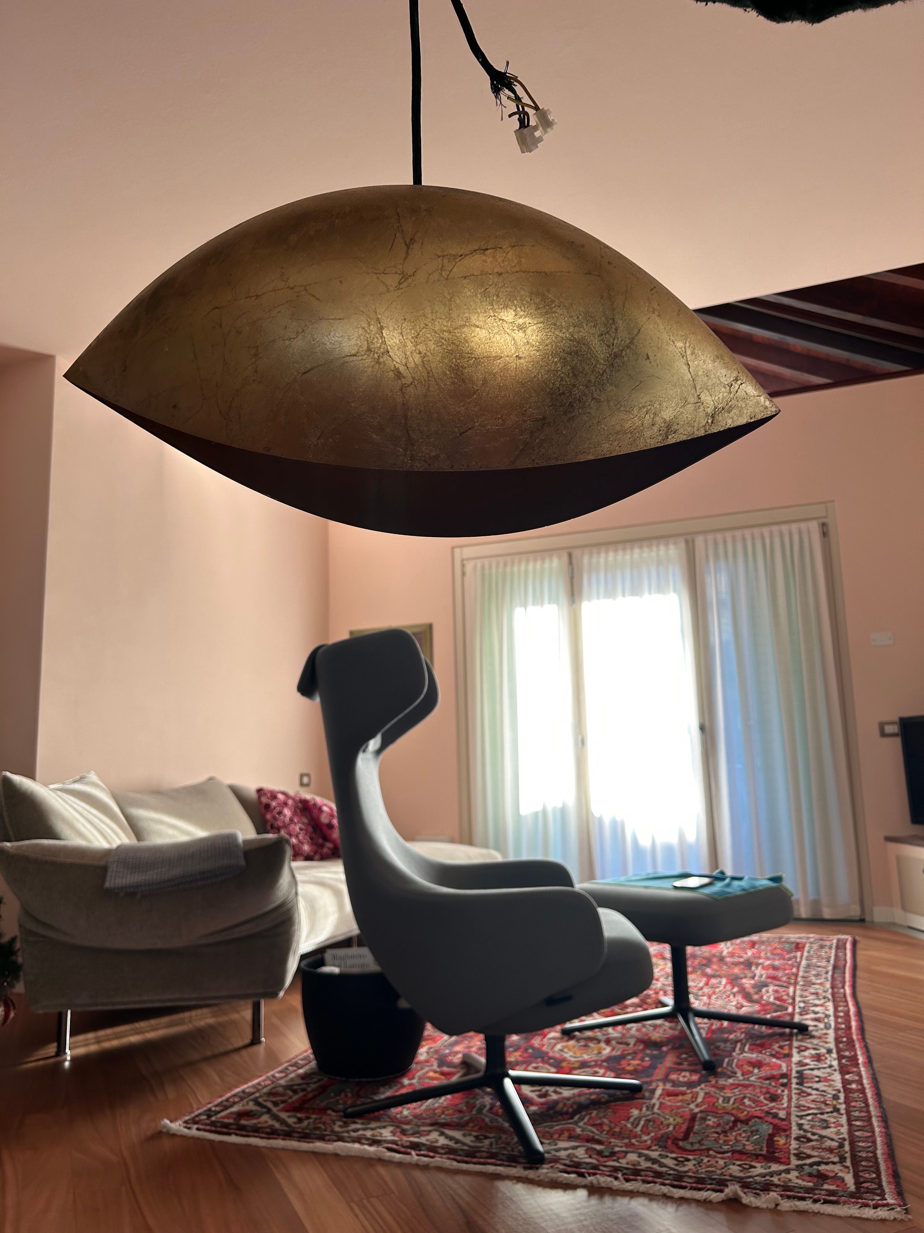 Lampadario Malagola con foglie d'oro Main
