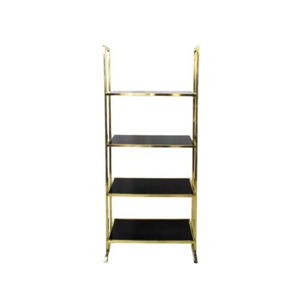 Vintage bookcase in brass and black glass (1970s), image