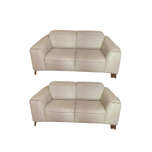 Set of 2 Trionfo 2-seater sofas in white leather, Divani&Divani by Natuzzi image