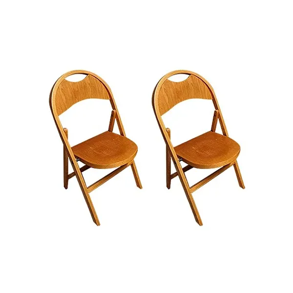 Set of 2 Bauhaus B751 vintage folding chairs in wood image