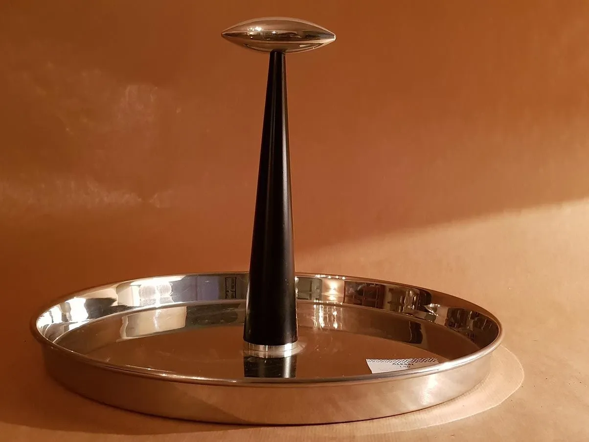 Vassoio rotondo Frogvass portabicchieri in acciaio, Alessi 3