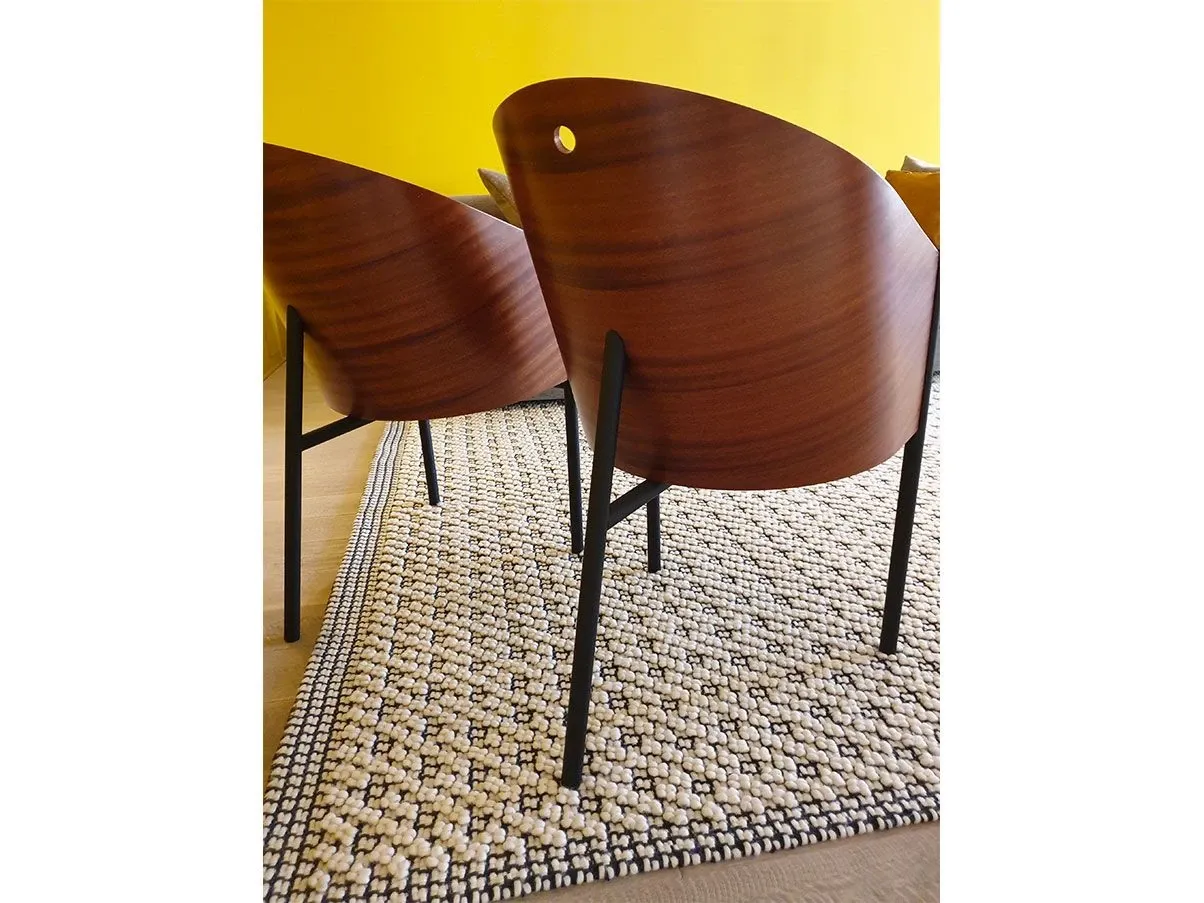 Costes chair in curved mahogany wood and leather (black), Driade 