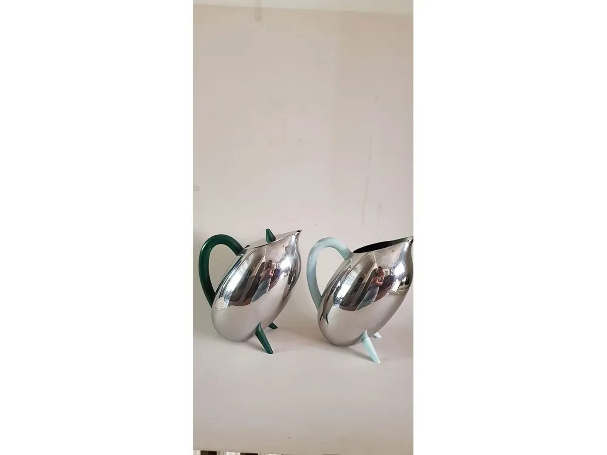Penguin jug and teapot set in steel, Alessi 4