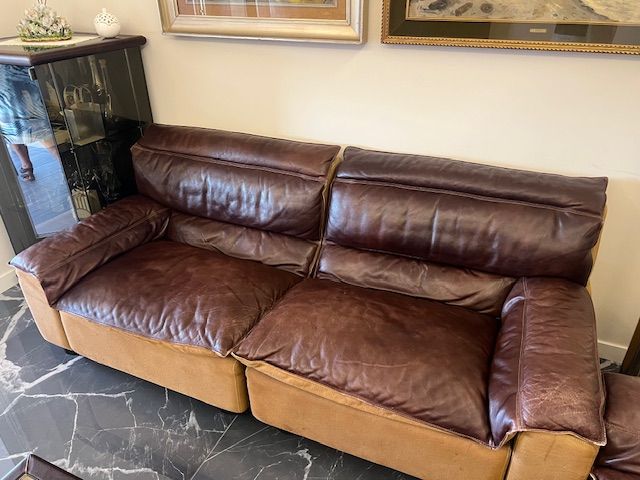 Set di 4 divani 4 posti vintage Linea Safari 2 Redwall di Carlo Bartoli 13